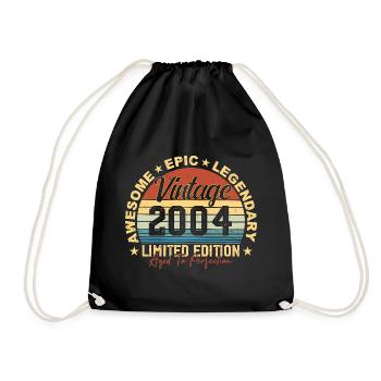 Retro 2004 Vintage Birthday 2004 Gift 2004 - Drawstring Bag - black - Front