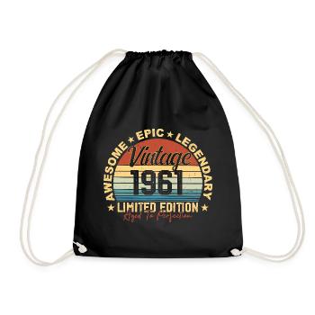 Retro 1961 Vintage Birthday 1961 Gift 1961 - Drawstring Bag - black - Front