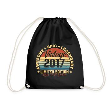 Retro 2017 Vintage Birthday 2017 Gift 2017 - Drawstring Bag - black - Front