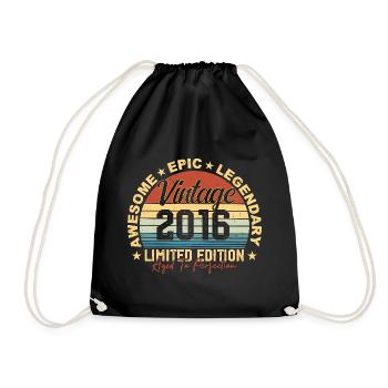 Retro 2016 Vintage Birthday 2016 Gift 2016 - Drawstring Bag - black - Front