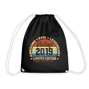 Retro 2019 Vintage Birthday 2019 Gift 2019 - Drawstring Bag - black - Front
