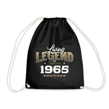 60th Birthday Gift Man Legend February 1965 - Drawstring Bag - black - Front