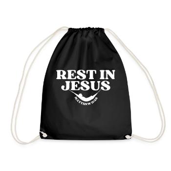 Rest in Jesus – Matthew 11:28 - Drawstring Bag - black - Front