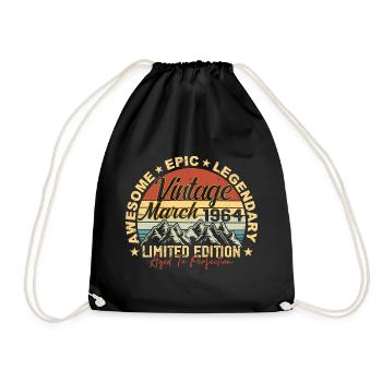 Mars 1964 Anniversaire, Cadeau d’anniversaire Mars 1964 - Sac de sport léger - noir - Devant