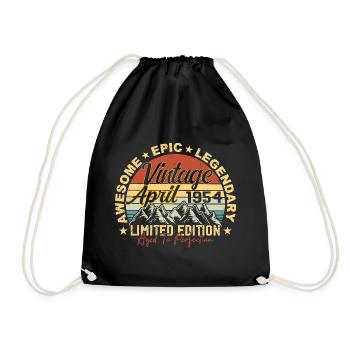 71st Birthday Gift Vintage April 1954 - Drawstring Bag - black - Front
