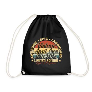 26th Birthday Gift Vintage April 1999 - Drawstring Bag - black - Front