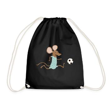 Maus spielt Fussball - Turnbeutel - Schwarz - Vorne