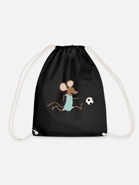 Maus spielt Fussball - Turnbeutel - Schwarz