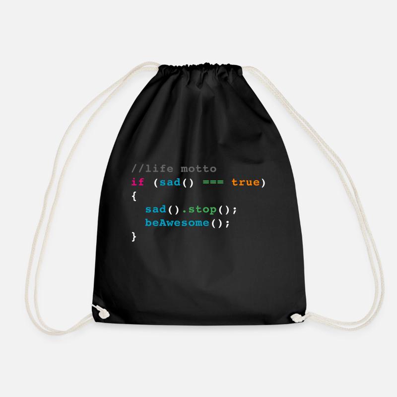 life motto code joke - Turnbeutel - Schwarz