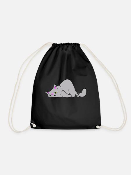 Tired cat - Drawstring Bag - black