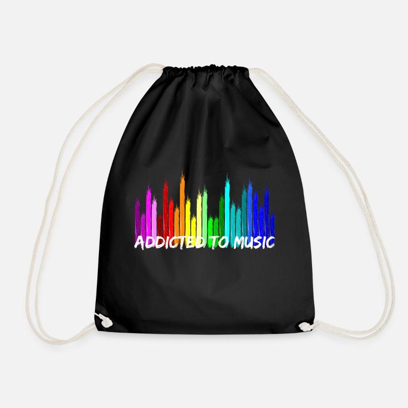 Addicted to Music Equalizer Sound Control - Drawstring Bag - black