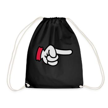 pointing finger / Zeigefinger (3c) - Drawstring Bag - black - Front