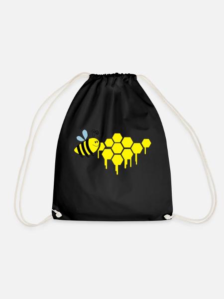 honigwaben_biene_02 - Turnbeutel - Schwarz