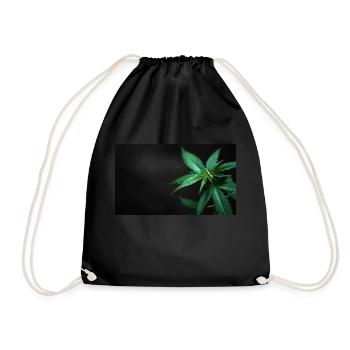 Cannabis Pflanze - Turnbeutel - Schwarz - Vorne