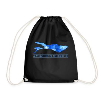 Coordonnées du lac de Constance | Polygone - Sac de sport léger - noir - Devant