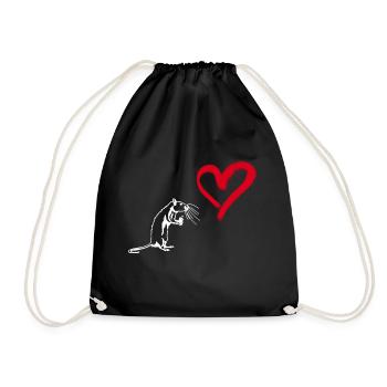 Graffiti Heart Street Art Rat - Drawstring Bag - black - Front