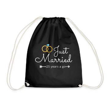 25th Wedding Anniversary - Drawstring Bag - black - Front