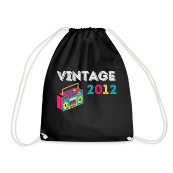 Vintage 2012 Radio 10 years old 2012 Birthday - Drawstring Bag - black - Front