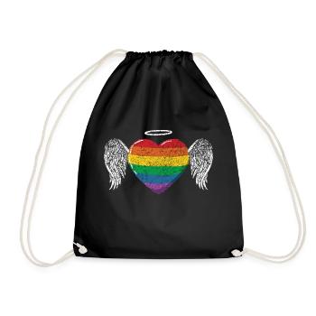 Regenbogen Herz Flügel LGBT LGBT Gay Pride Vintage - Turnbeutel - Schwarz - Vorne