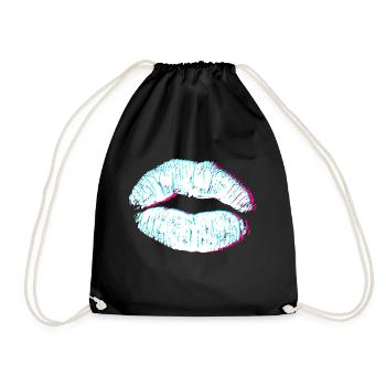 Lips 3D Kiss - Drawstring Bag - black - Front