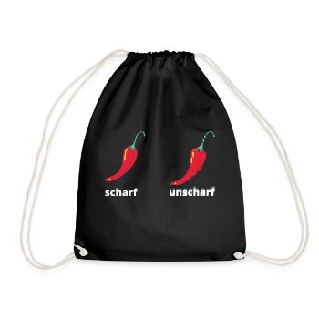 Peperoni mild scharf unscharf Peperonis eingelegt - Turnbeutel - Schwarz - Vorne