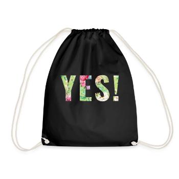 YES - Flowers! customizable - Drawstring Bag - black - Front
