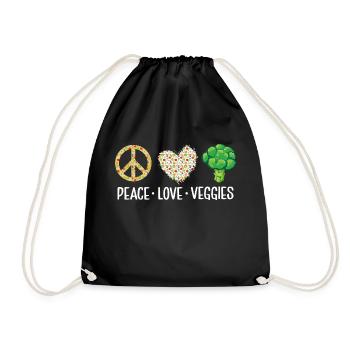 Paix Amour Légumes Végétalien Drôle Véganisme - Sac de sport léger - noir - Devant
