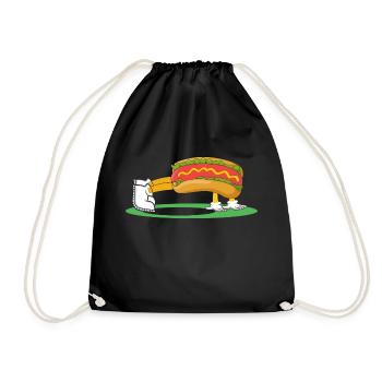 Hot Dog Bodybuilding Fitness Gym Gift - Drawstring Bag - black - Front