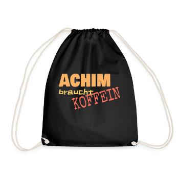 Cafe Achim braucht Koffein - Turnbeutel - Schwarz - Vorne