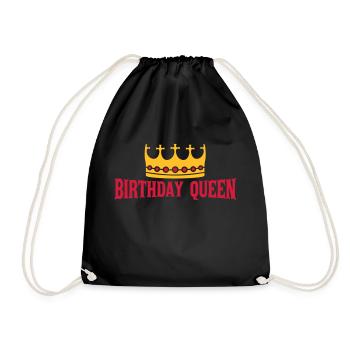 Birthday Queen Party Logo - Turnbeutel - Schwarz - Vorne