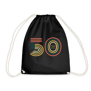 hello 50. 50th birthday - Drawstring Bag - black - Front