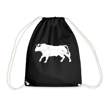 Bull Bovine Art Silhouette Wild Animal Lover - Drawstring Bag - black - Front