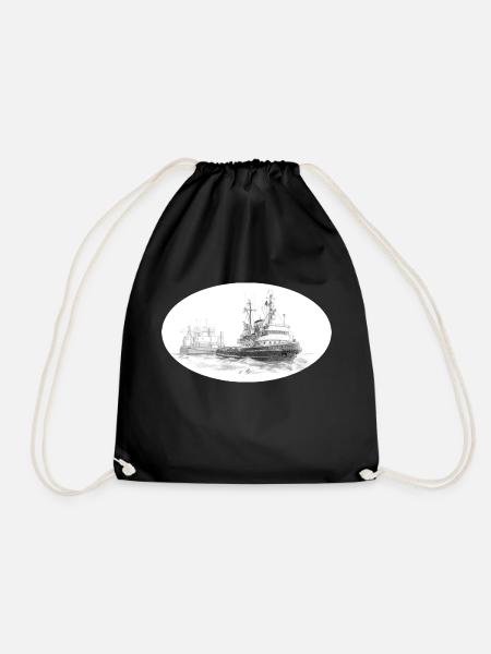 Sea tug with trailer - Drawstring Bag - black
