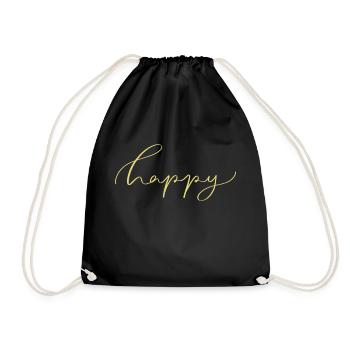Happy - Turnbeutel - Schwarz - Vorne
