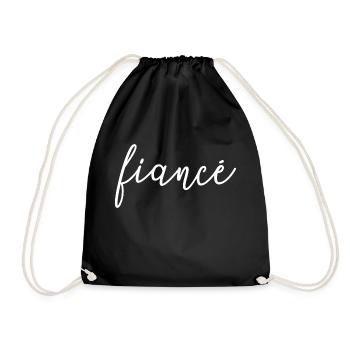 Fiancé Matching Engagement Gift Groom's Wedding - Drawstring Bag - black - Front
