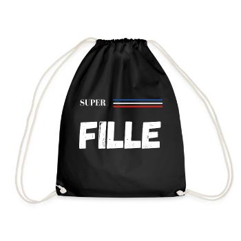 super fille - t-shirt assorti - Sac de sport léger - noir - Devant
