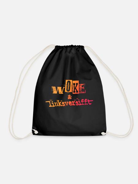 Selbstironie: WOKE & linksversifft - Turnbeutel - Schwarz