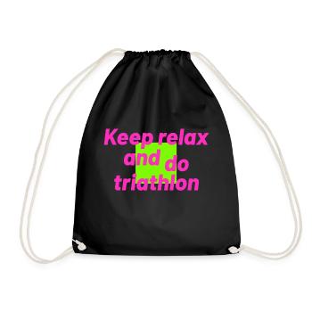 keep relax and do triathlon - Drawstring Bag - black - Front