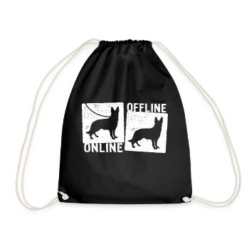 Online Offline - Schäferhund Hund Hundeleine - Turnbeutel - Schwarz - Vorne