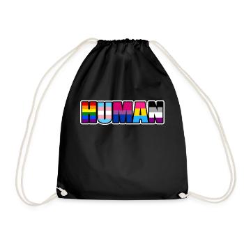 HUMAN LGBT Flag Gay Pride Month Transgender - Drawstring Bag - black - Front