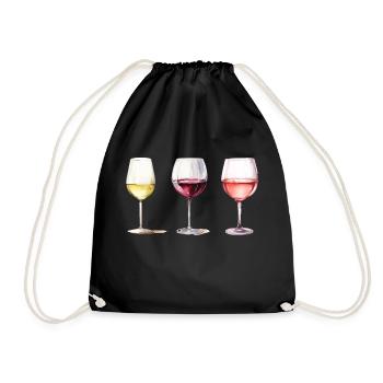 Rotwein - Weißwein - Rosé - Turnbeutel - Schwarz - Vorne