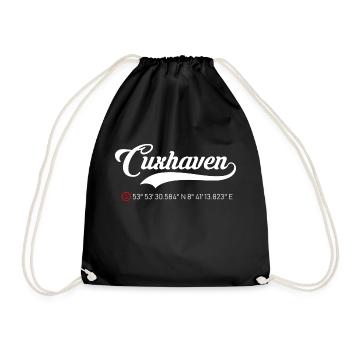 Cuxhaven Koordinaten - Turnbeutel - Schwarz - Vorne