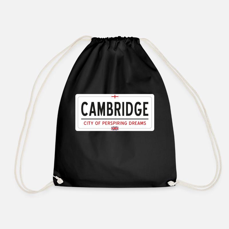 Cambridge town sign - Drawstring Bag - black
