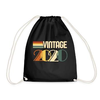 Jahrgang 2020 - 2020 Geburtstagsgeschenk - Turnbeutel - Schwarz - Vorne