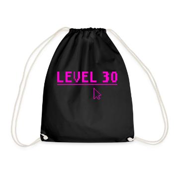 30th Birthday Level 30 Gift Idea - Drawstring Bag - black - Front