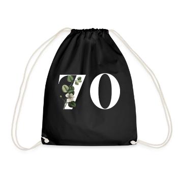 Numéro 70 floral vert - 70e anniversaire floral - Sac de sport léger - noir - Devant