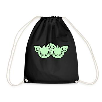 Deux chats heureux 2 amis Couple Équipe Couple - Sac de sport léger - noir - Devant