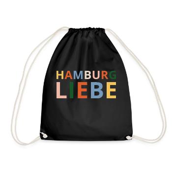 Hamburg Liebe, Hamburg ist bunt - Turnbeutel - Schwarz - Vorne