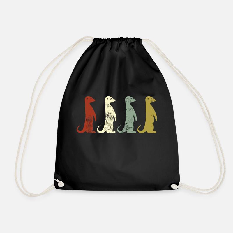 Erdmännchen Retro Style Geschenk - Turnbeutel - Schwarz