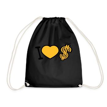 coeur dollar j'aime amour symbole signe argent riche - Sac de sport léger - noir - Devant